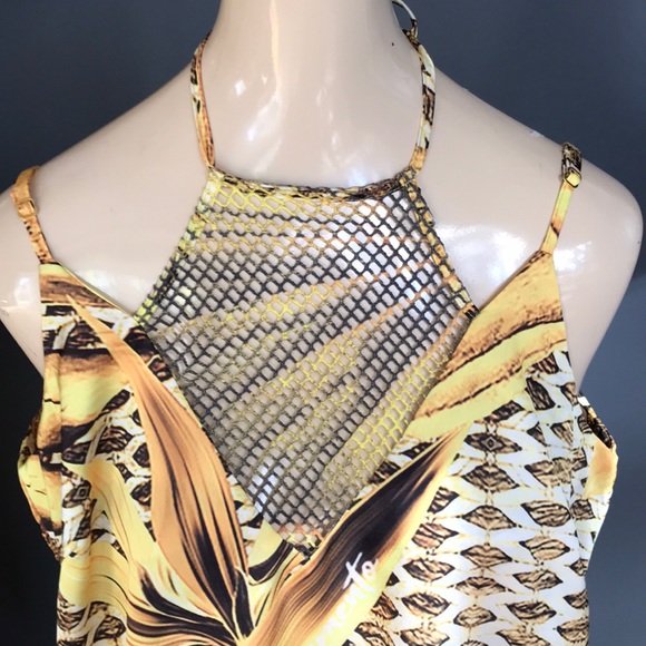 Acostamento yellow/brown netted bodice halter/tank - Picture 2 of 8